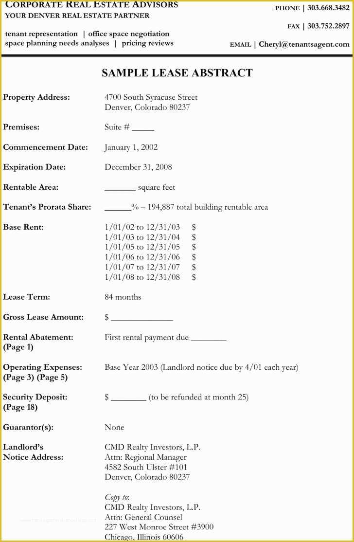 Lease Abstract Template Word Free Of Download Lease Template for Free Tidytemplates