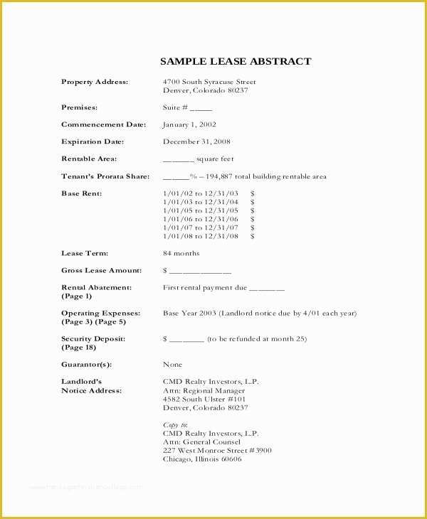 Lease Abstract Template Word Free Of Lease Template – 20 Free Word Pdf Documents Download