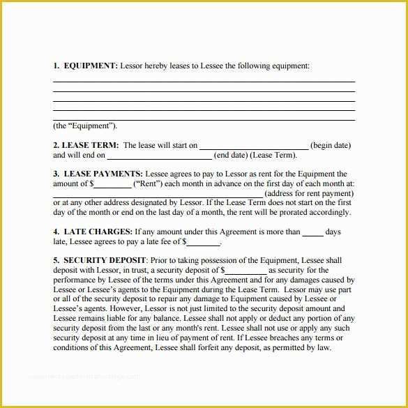 Lease Agreement Equipment Template Free Of 7 Equipment Lease Agreement Templates – Samples Examples