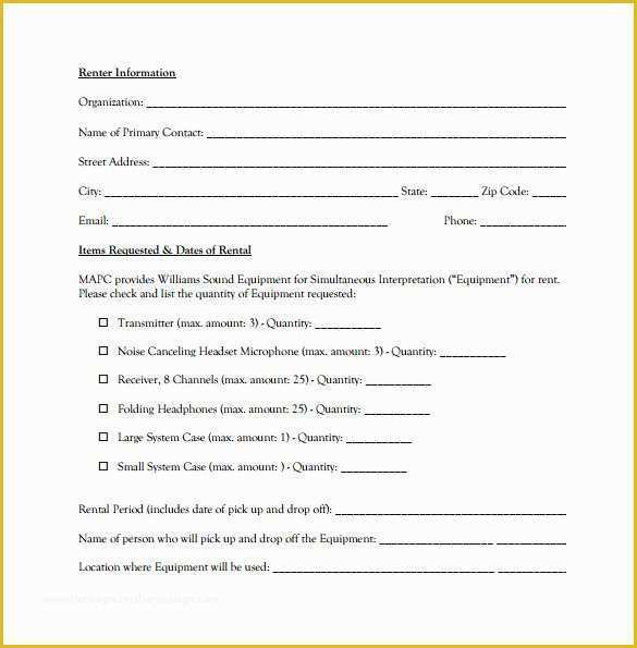 Lease Agreement Equipment Template Free Of 7 Sample Equipment Rental Agreements
