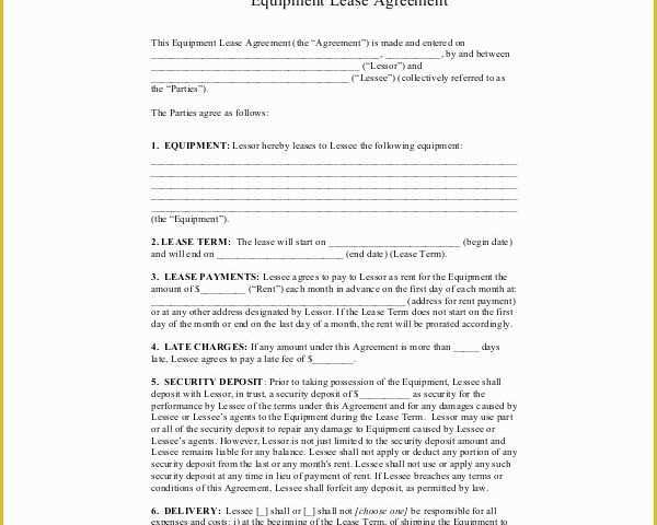 Lease Agreement Equipment Template Free Of 8 Equipment Lease Templates Free Pdf Google Docs