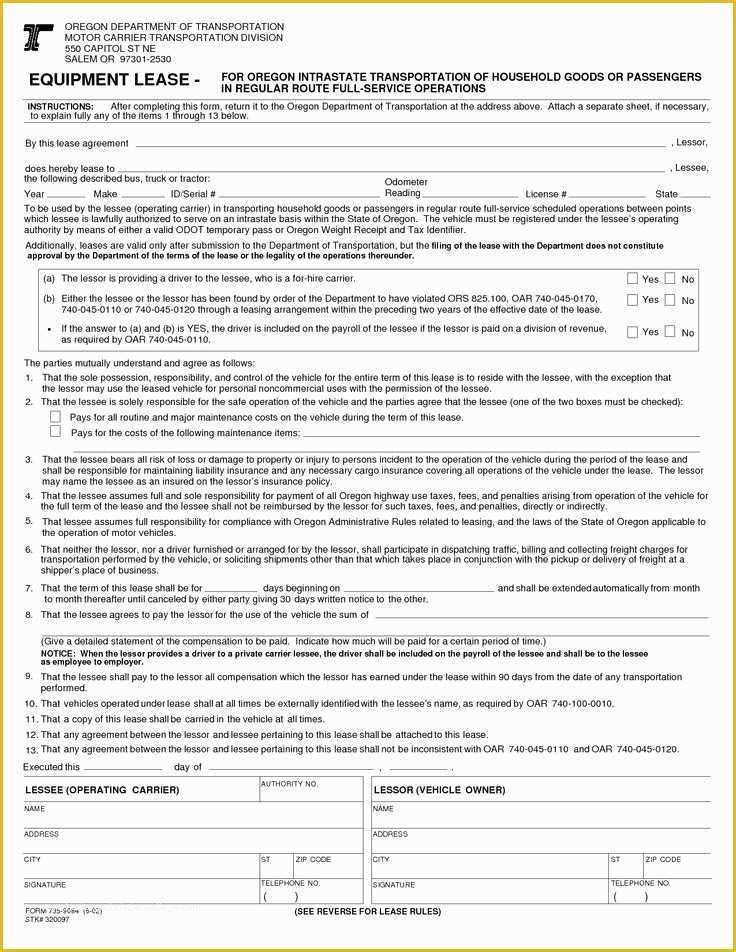 Lease Agreement Equipment Template Free Of Equipment Lease Agreement form by Tricky Equipment