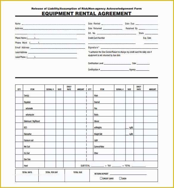 Lease Agreement Equipment Template Free Of Sample Equipment Rental Agreement Template 15 Free