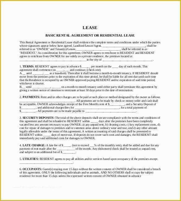 Lease Template for Free Of 17 Lease Template Doc Pdf