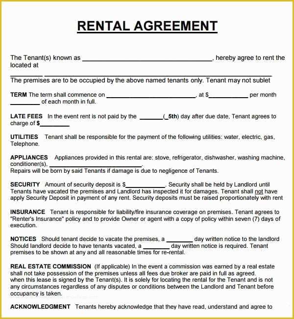 Lease Template for Free Of 20 Rental Agreement Templates Word Excel Pdf formats