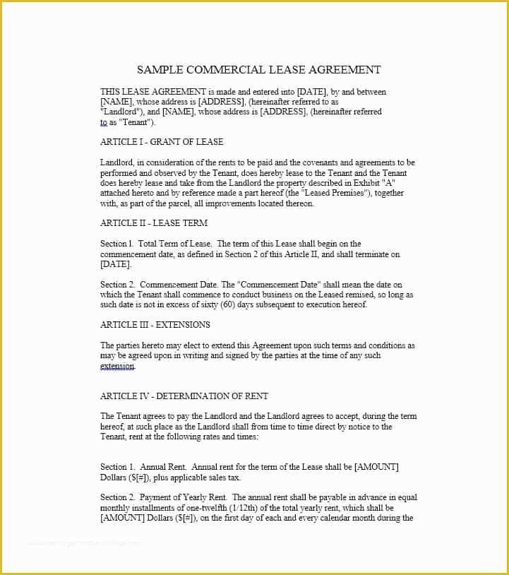 Lease Template for Free Of 26 Free Mercial Lease Agreement Templates Template Lab
