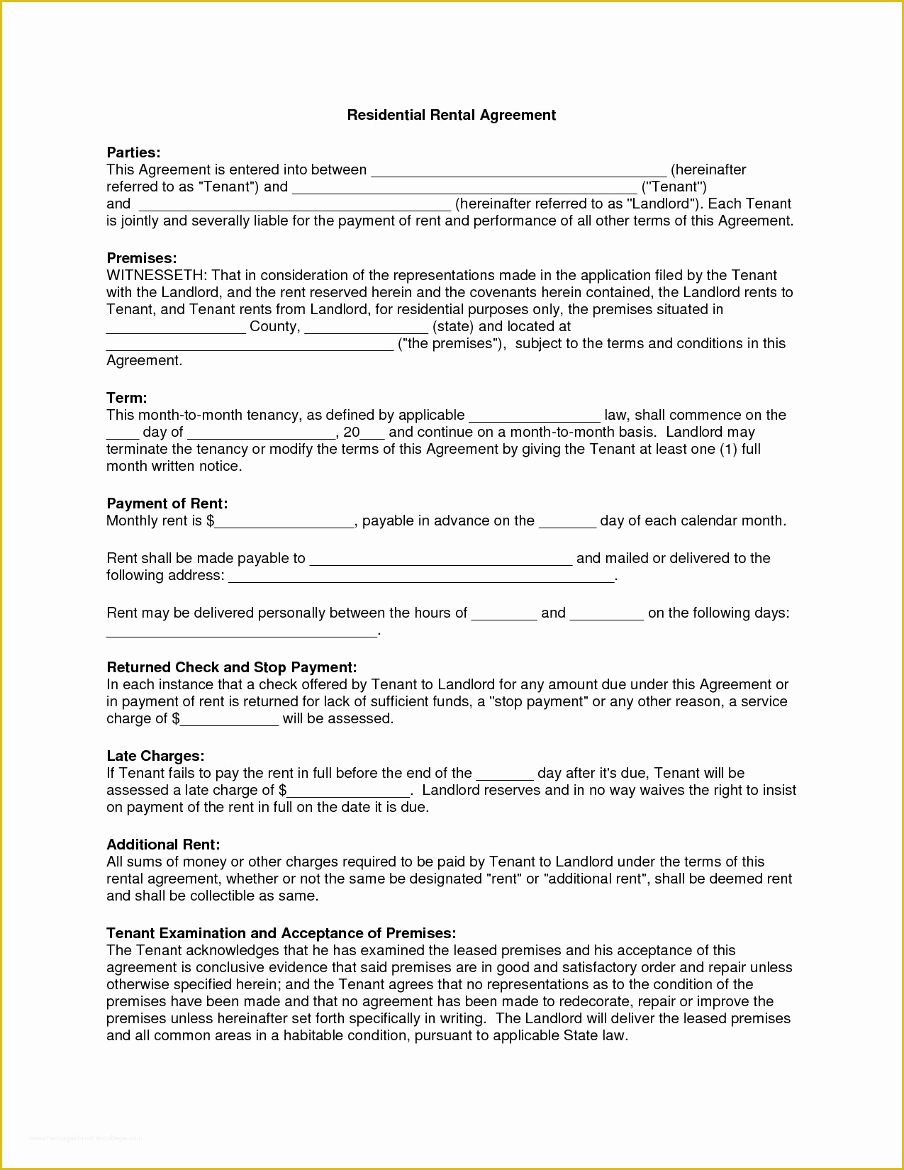 Lease Template for Free Of Free Copy Rental Lease Agreement