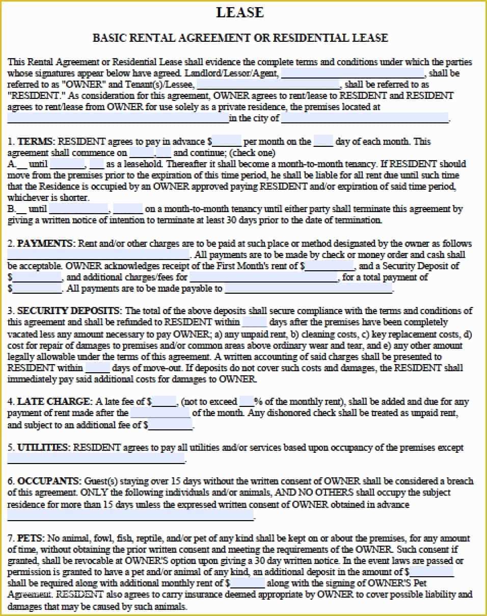 Lease Template for Free Of Free Residential Lease Agreements – Pdf and Word Templates