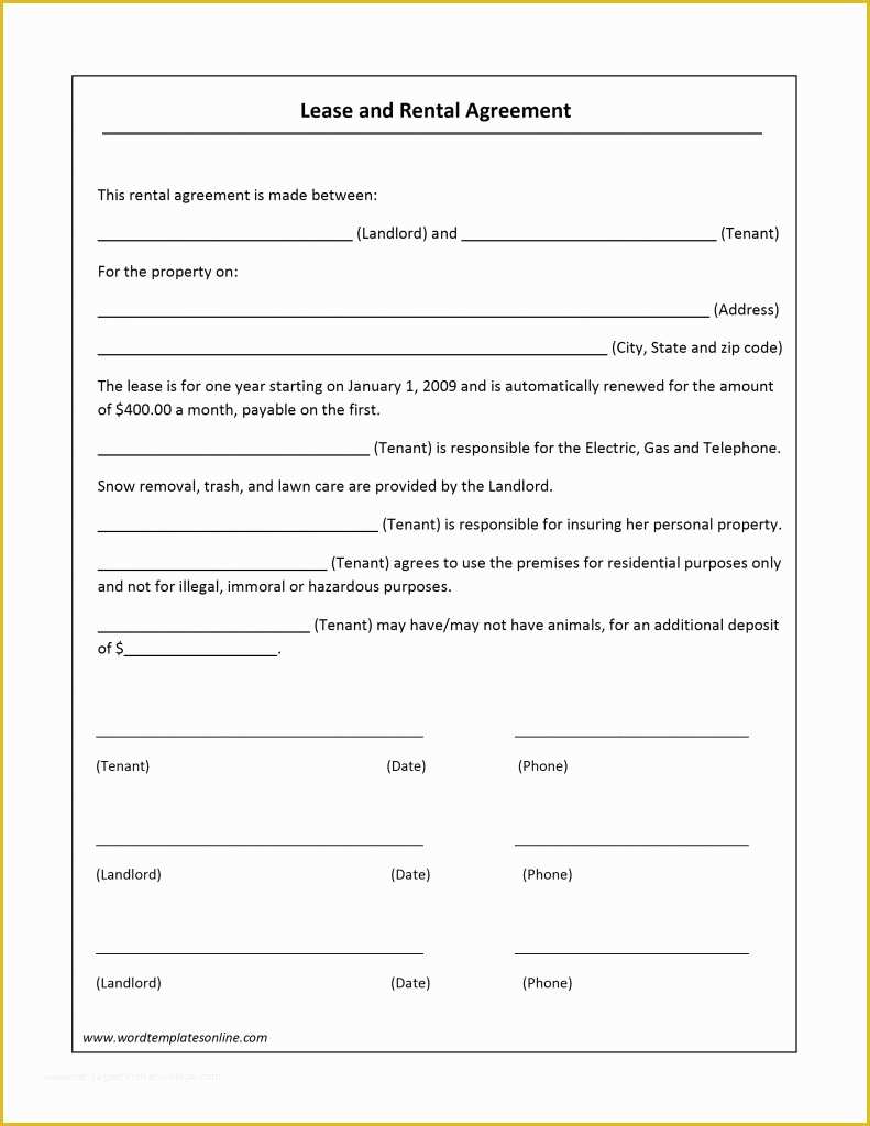 Lease Template for Free Of Lease Agreement Template
