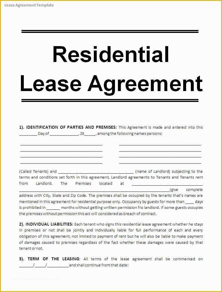 Lease Template for Free Of Lease Agreement Template