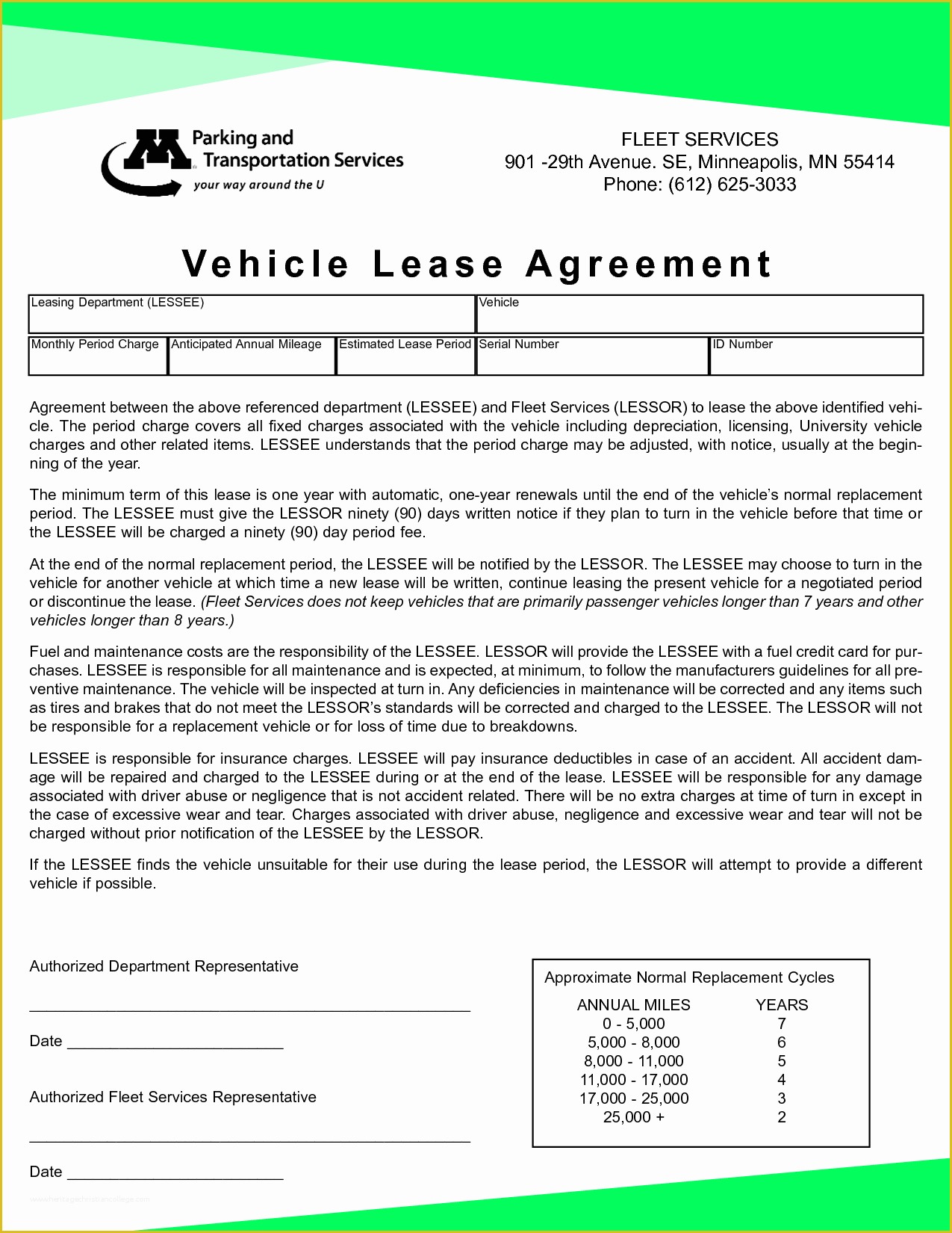 Lease Template for Free Of Vehicle Lease Agreement