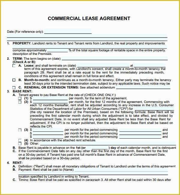 Lease Template Free Download Of Mercial Lease Agreement 7 Free Download for Pdf