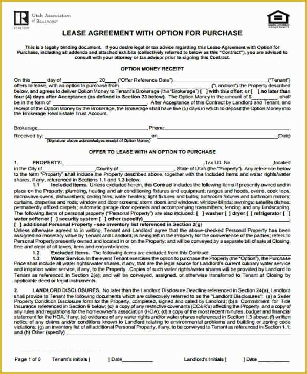 Lease to Own Agreement Template Free Of 8 Rent to Own Home Contract Samples & Templates Pdf