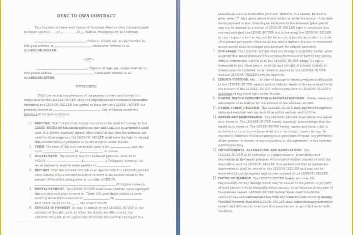 Lease to Own Agreement Template Free Of Free Contract Templates Word Pdf Agreements