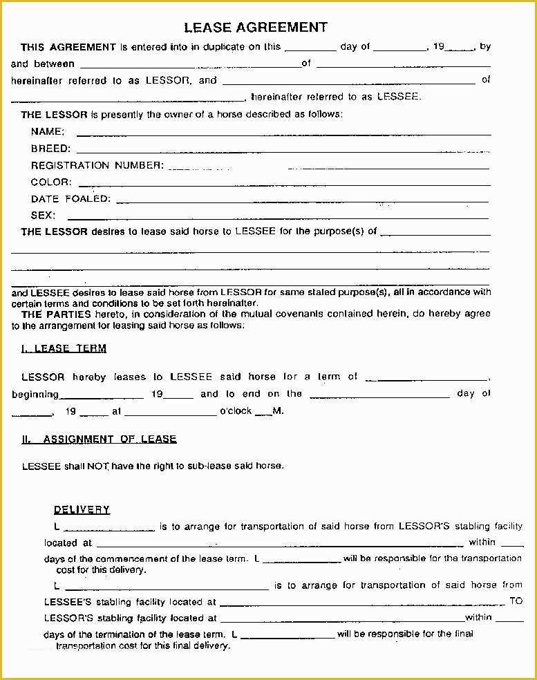 Lease to Own Agreement Template Free Of Free Lease Agreement Template