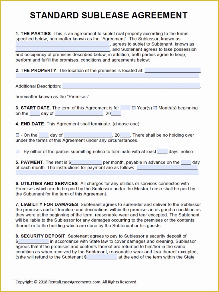 Lease to Own Agreement Template Free Of Free Printable Rental Lease Agreement Templates
