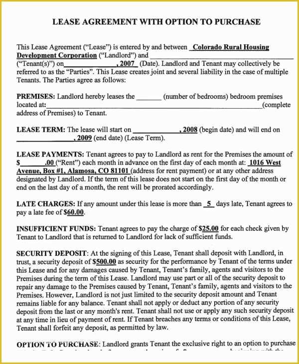 Lease to Own Agreement Template Free Of Rent to Own Contract Template 9 Free Word Excel Pdf