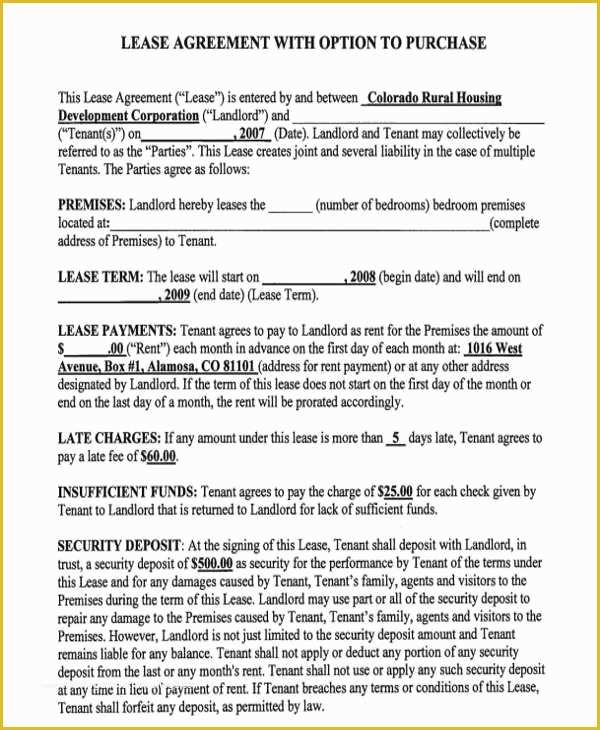 Lease to Own Template Free Of 8 Rent to Own Home Contract Samples & Templates Pdf