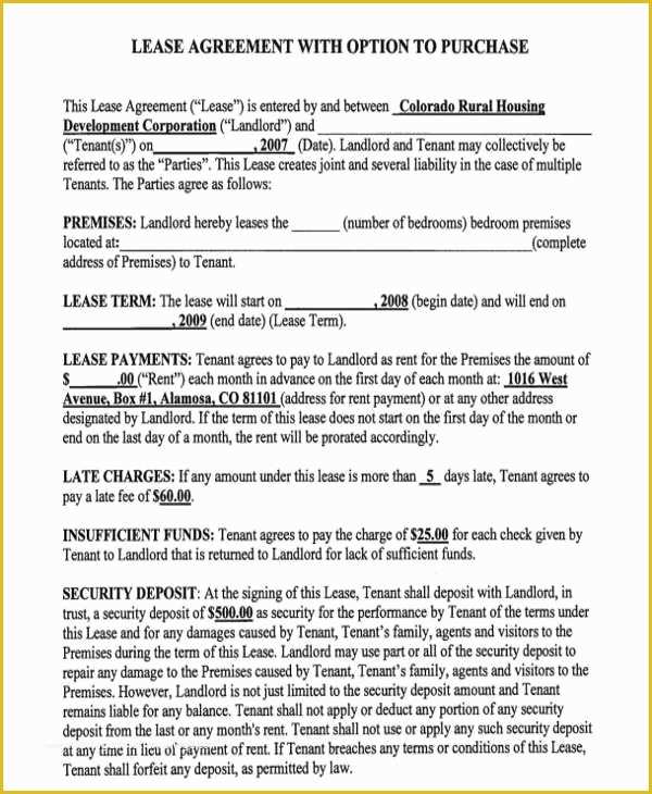 Lease to Own Template Free Of 8 Rent to Own Home Contract Samples &amp; Templates Pdf