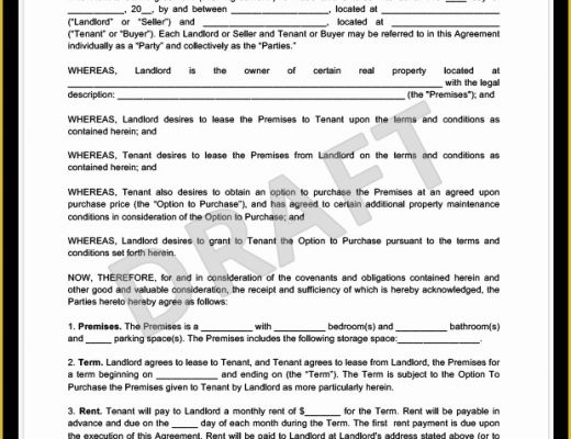 Lease to Own Template Free Of Rent to Own Agreement