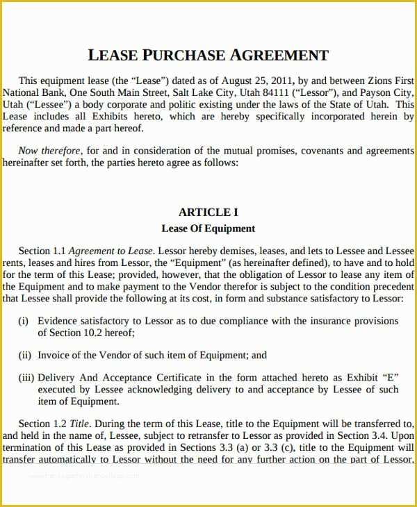 Lease to Own Template Free Of Rent to Own Contract Template 9 Free Word Excel Pdf