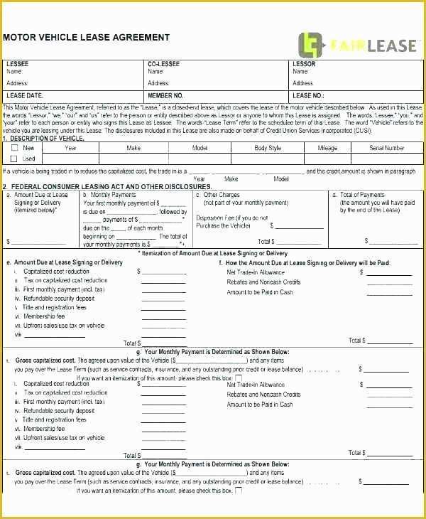 Lease to Own Template Free Of Vehicle Rental Agreement Template Car Rental form Template