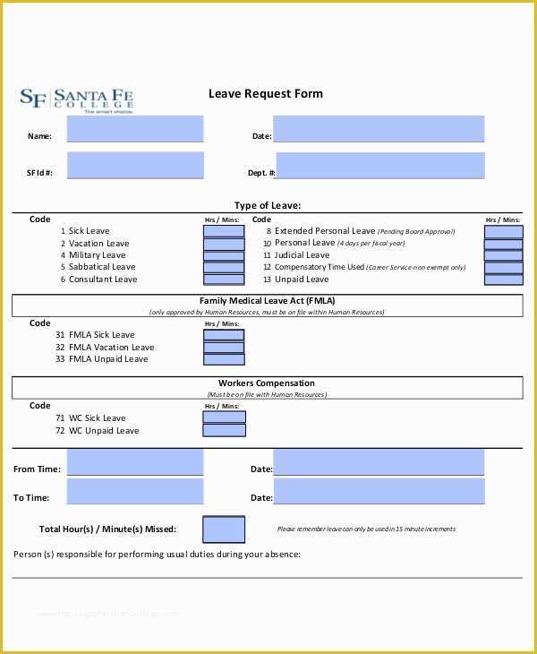 Leave Application Form Template Free Download