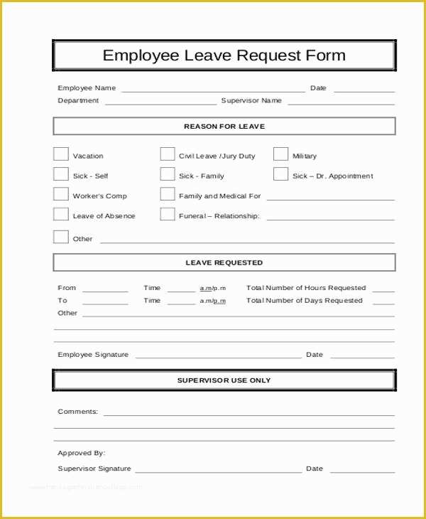 Leave Application form Template Free Download Of 16 Leave Request form Sample Free Sample Example