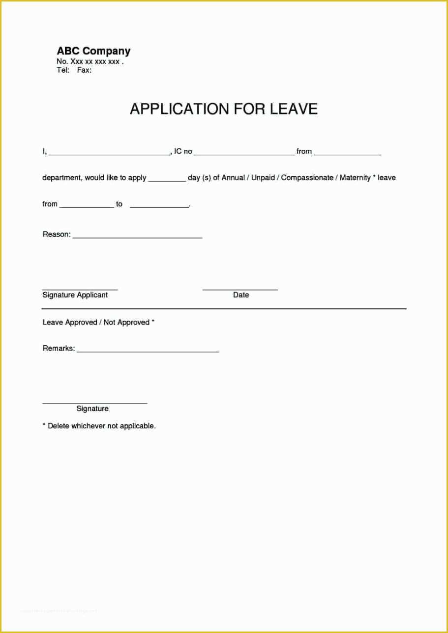 Leave Application form Template Free Download Of Annual Leave Application form Mughals