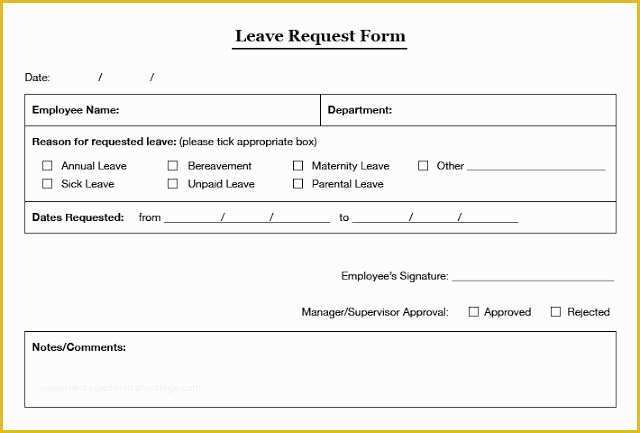 Leave Application form Template Free Download Of Employee Leave Application form