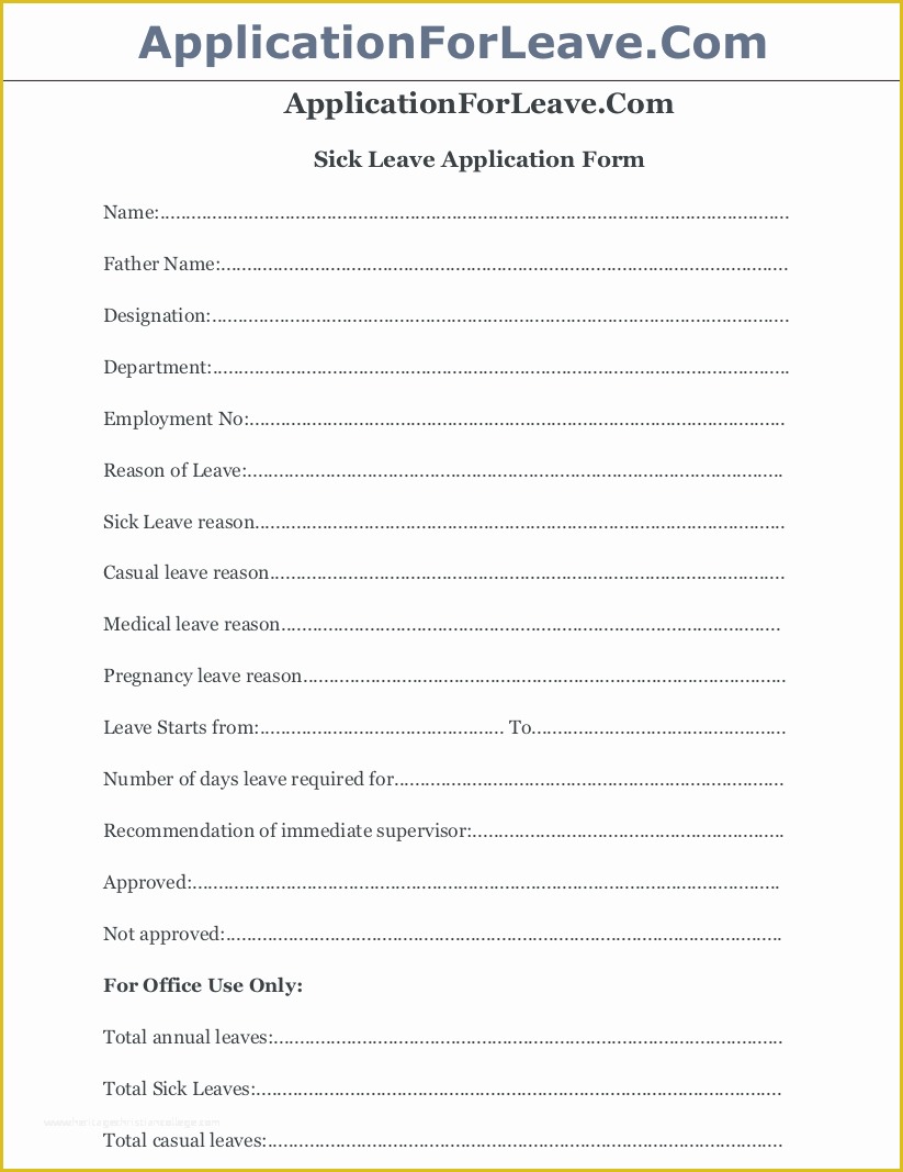 Leave Application form Template Free Download Of Employee Leave Application form Sample