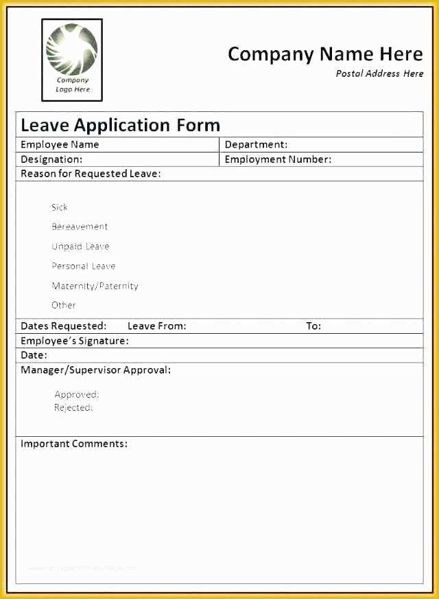 Leave Application form Template Free Download Of Employee Leave Application form Word Application Templates