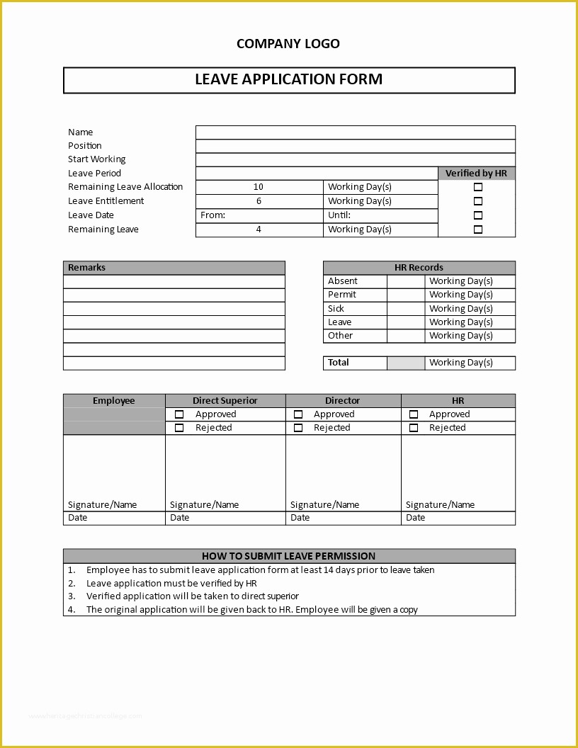 Leave Application form Template Free Download Of Free Sample Leave Application form