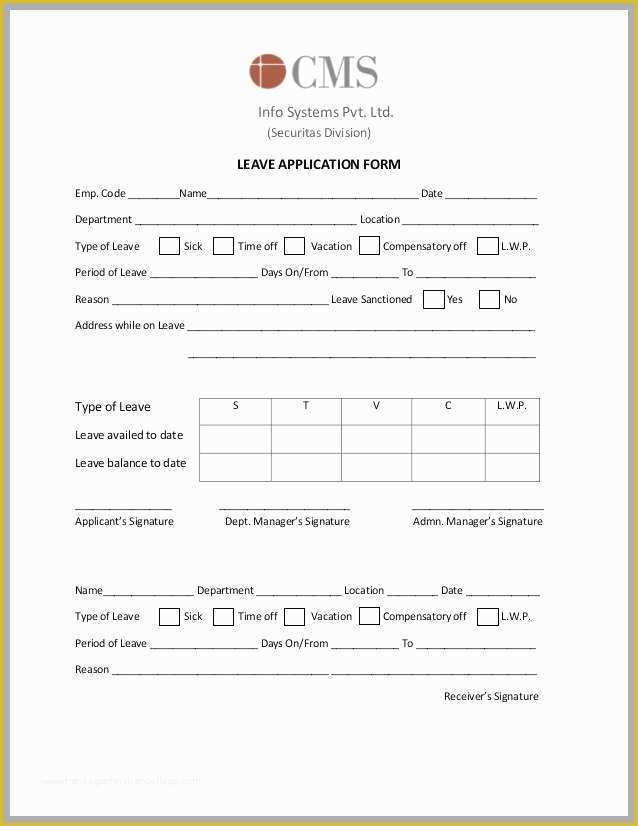 Leave Application form Template Free Download Of Leave Application form Template Free Download Lovely