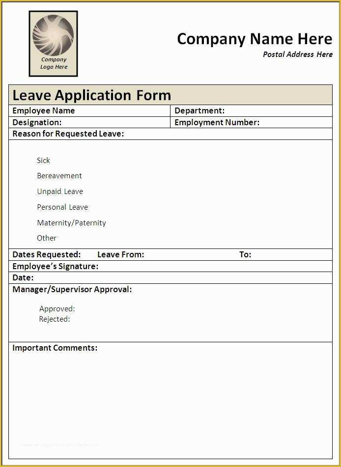 Leave Application form Template Free Download Of Leave Application form Template