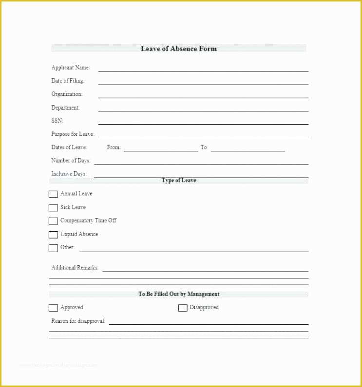 Leave Application form Template Free Download Of Leave forms Template format Sick Leave form Template