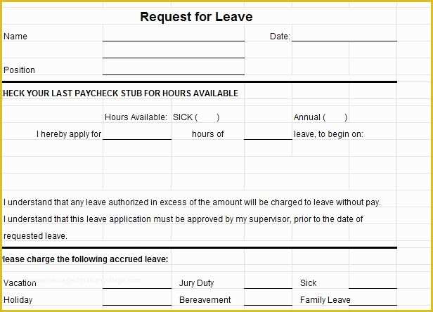 Leave Application form Template Free Download Of Leave Request form