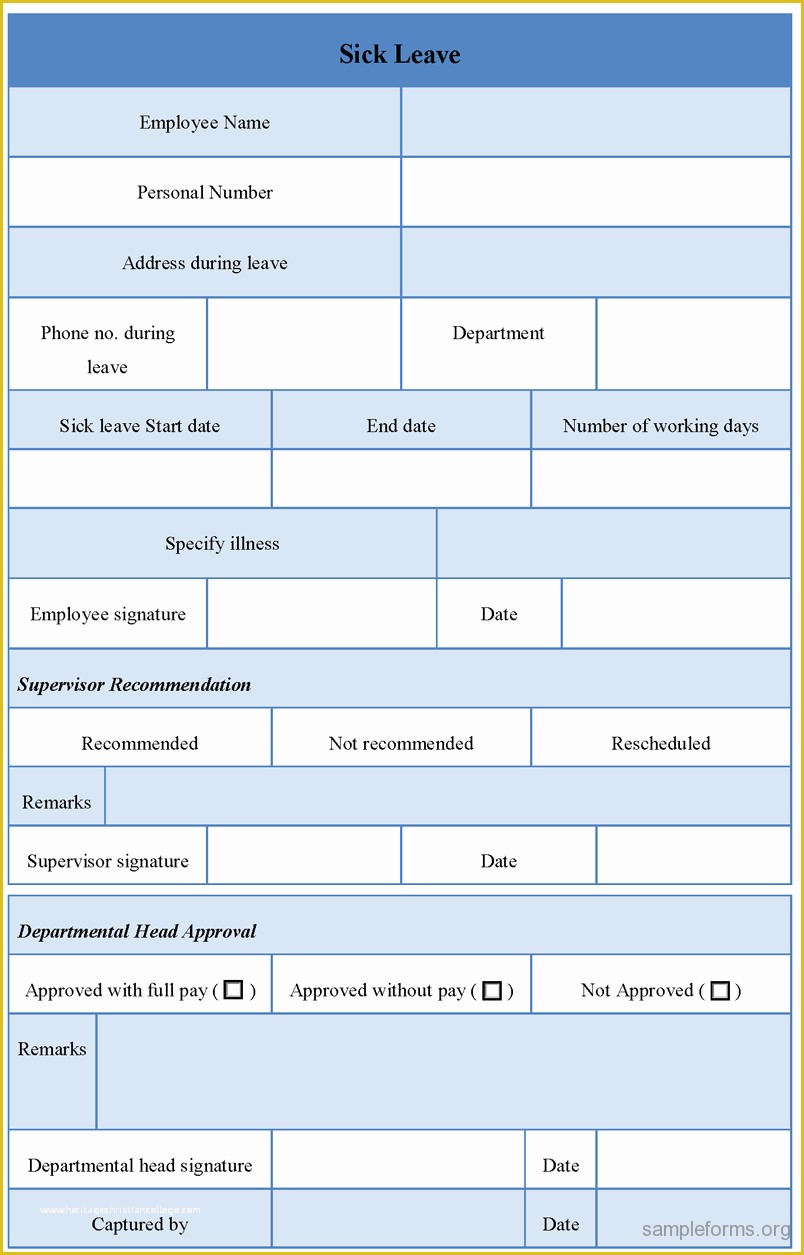 Leave Application form Template Free Download Of Sick Leave form Sample forms