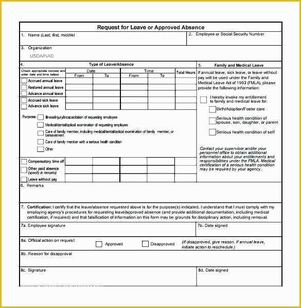 Leave Application form Template Free Download Of Sick Leave form Template Leave Register Template Free
