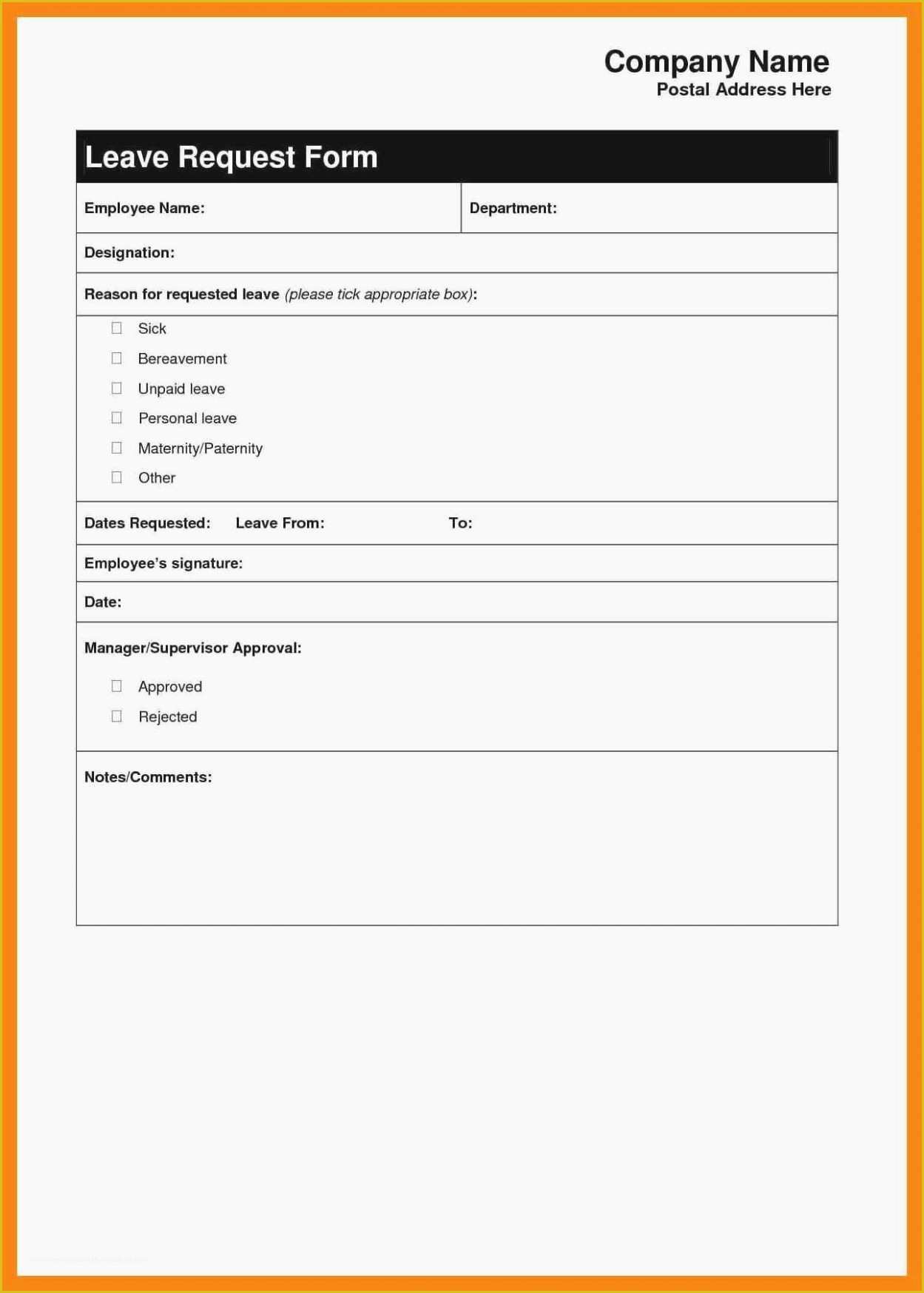 Leave Application form Template Free Download Of This is How Leave Application form Template