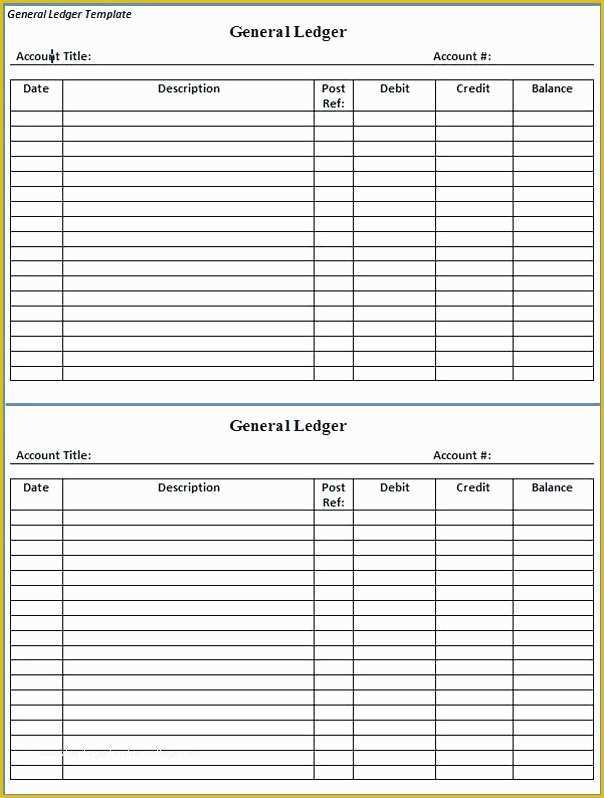 Ledger Sheet Template Free Of Free Printable General Ledger Sheet Check Checkbook