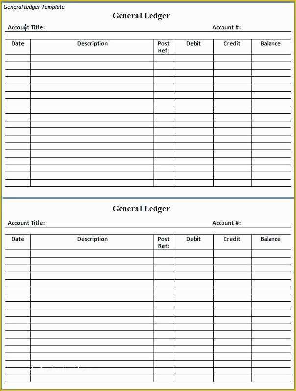 Ledger Sheet Template Free Of Free Printable General Ledger Sheet Check Checkbook