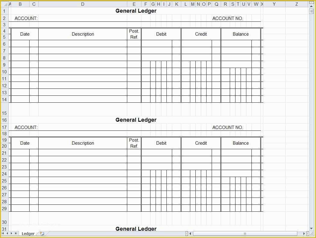 Ledger Sheet Template Free Of General Ledger Spreadsheet