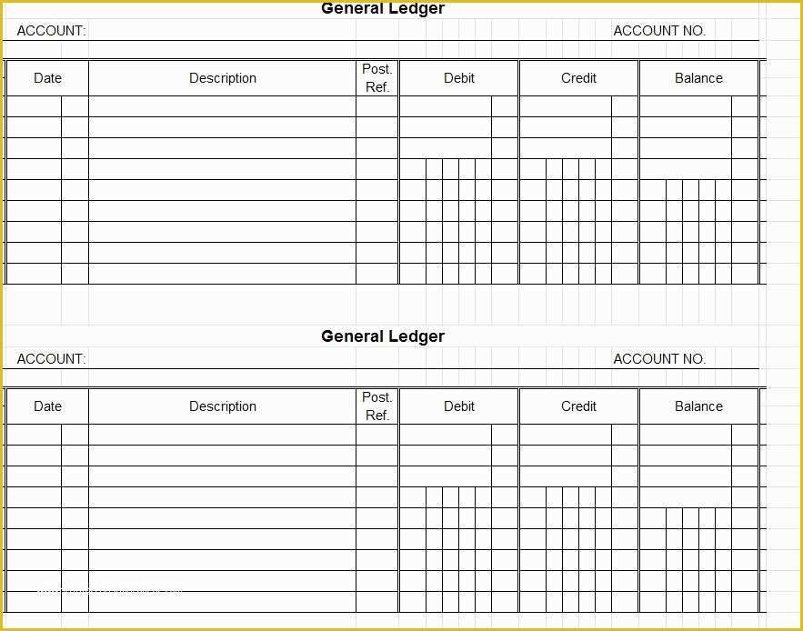 Ledger Sheet Template Free Of General Ledger Template