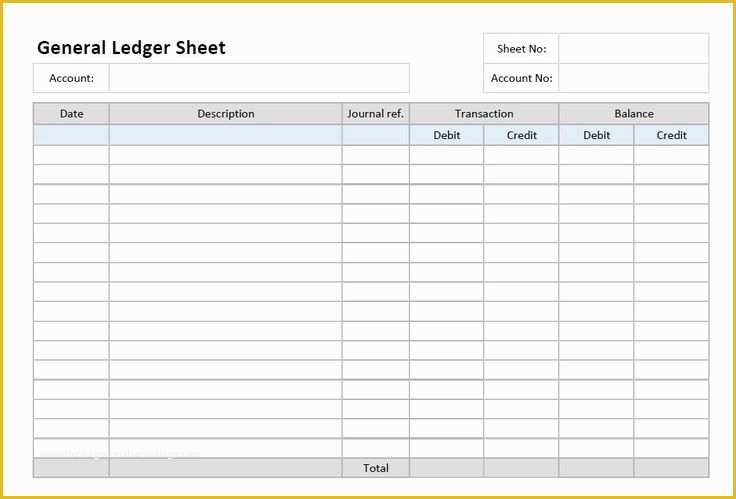 Ledger Sheet Template Free Of General Ledger Template Printable