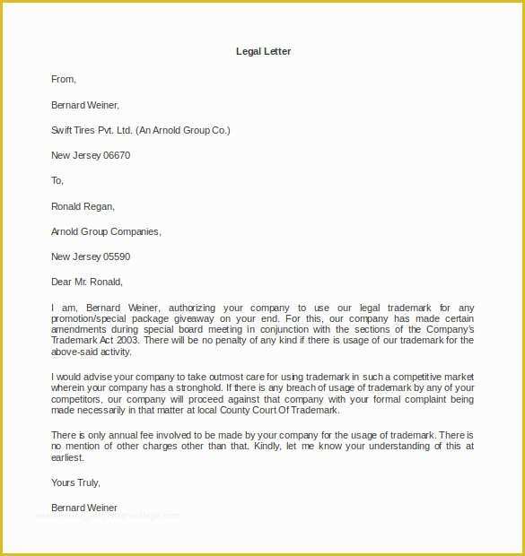 Legal Letters Templates for Free Of 15 Legal Letter Templates Pdf Doc