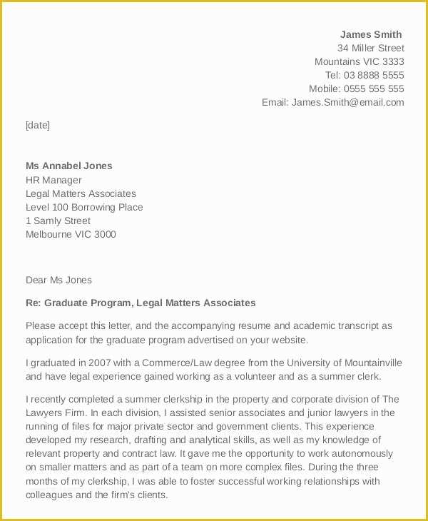 Legal Letters Templates for Free Of 7 Legal Cover Letters Free Sample Example format