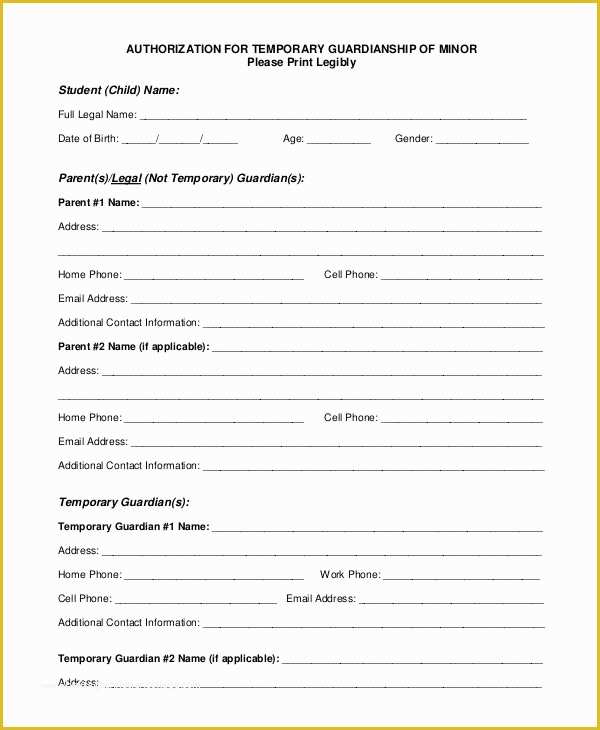 Legal Letters Templates for Free Of Temporary Guardianship Letter Template Free Gdyinglun