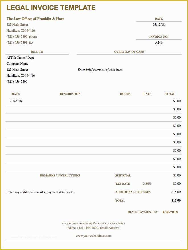 legal invoice templates