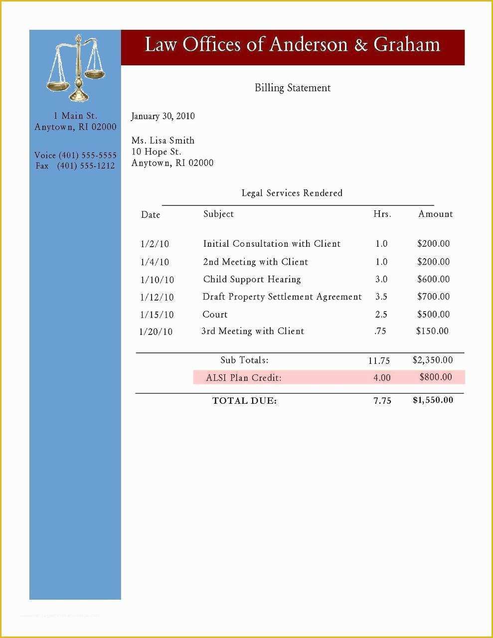 Legal Services Invoice Template Free Of Legal Invoice Template